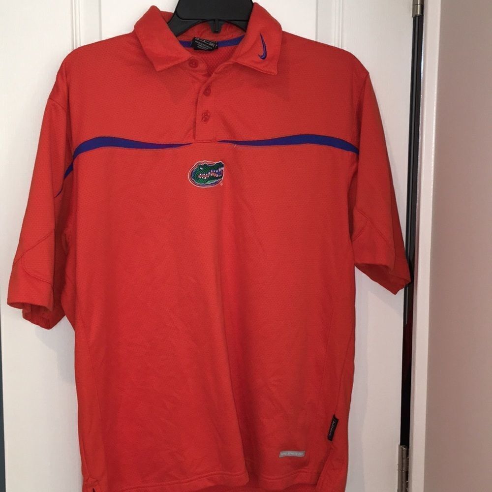 Nike Big Orange mens Sphere Dry Florida Gators Golf polo Shirt S